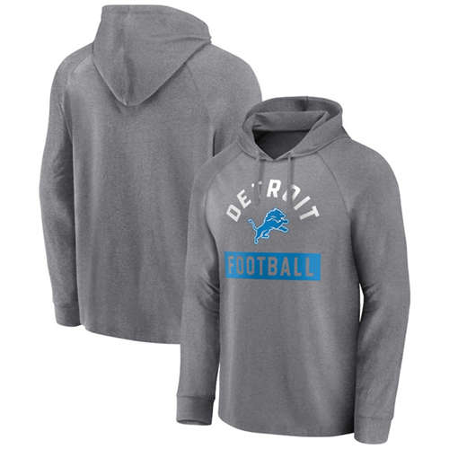 Detroit Lions Heathered Gray No Time Off Raglan Pullover Hoodie